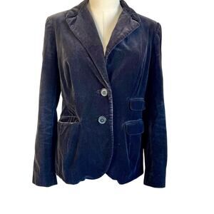 Boden Classic Black Two Button Cotton Velvet Tuxedo Blazer Jacket Preppy Sz 10